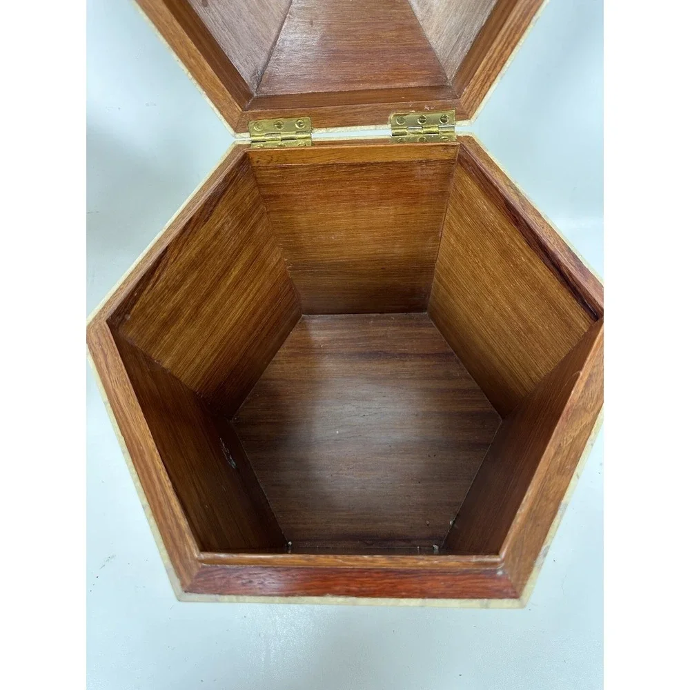 Maitland Smith Tessellated Hexagon Box Shell Stone Marble Over‎ Wood 14
